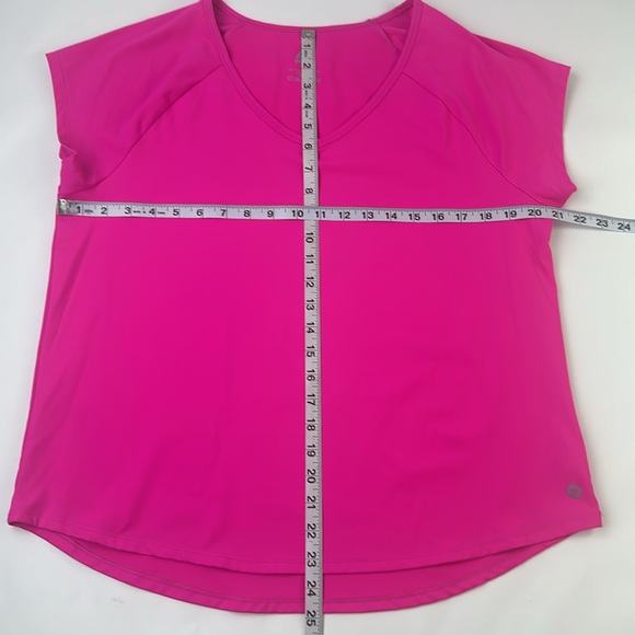 RBX Athletic Cap Sleeve Top. Hot Pink. Large. V-Neck. Scoop Hem. - Picture 3 of 6